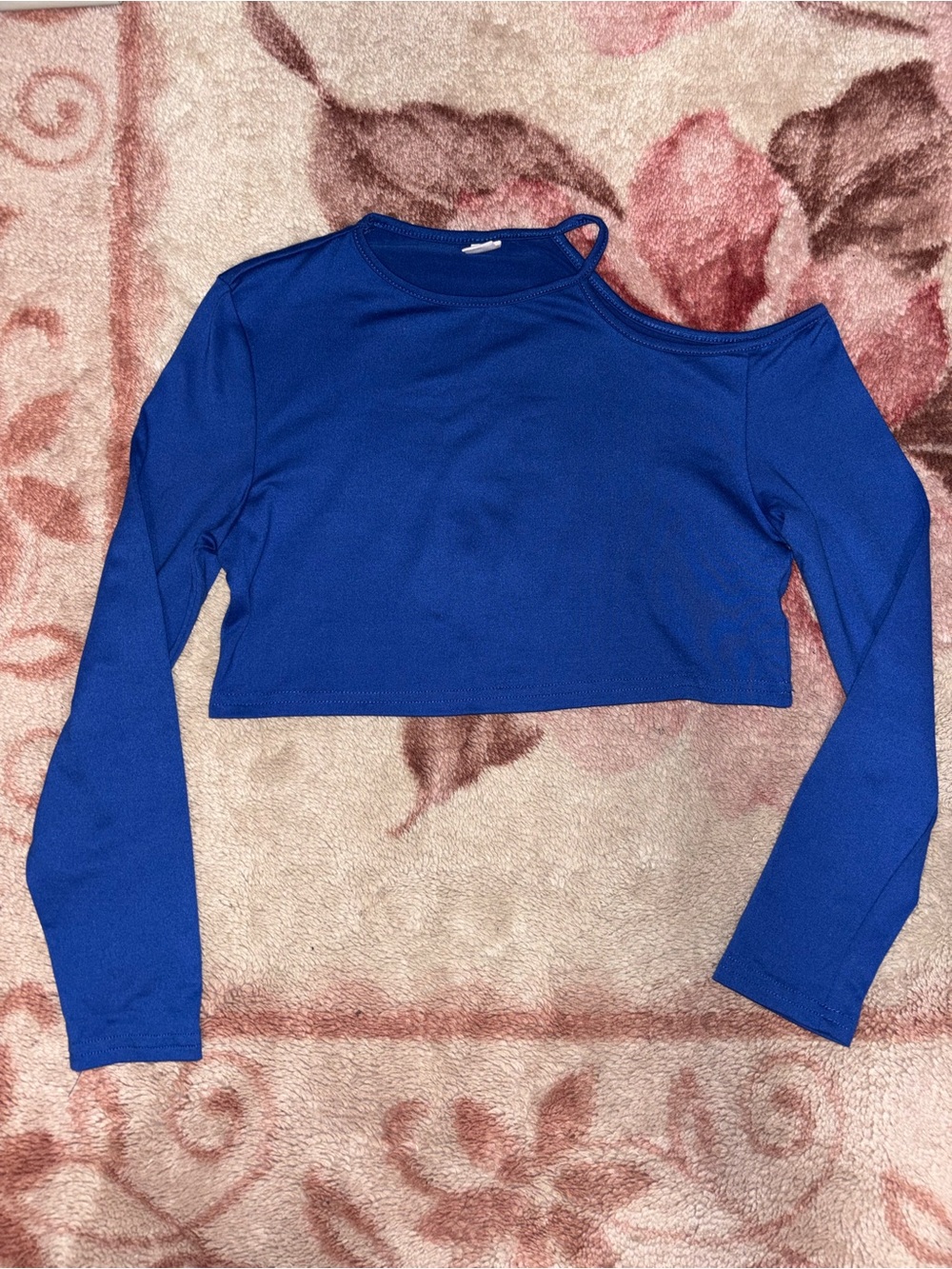 SHEIN Royal Blue One-Shoulder Long Sleeve Crop Top